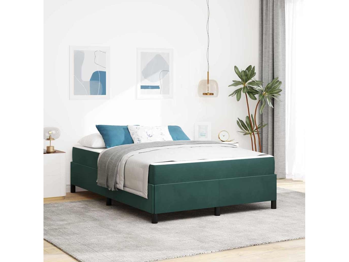 Vidaxl Estrutura Da Cama Verde Escuro 160 X 200 Cm Tecido