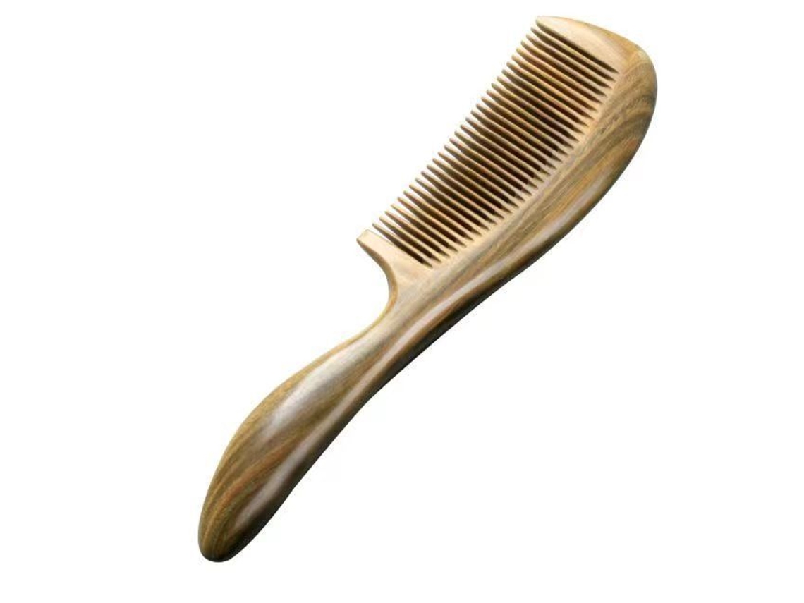 Pentes De Cabelo De Sândalo Verde Natural Feitos À Mão Antiestáticos Brilvibera (dentes Finos)