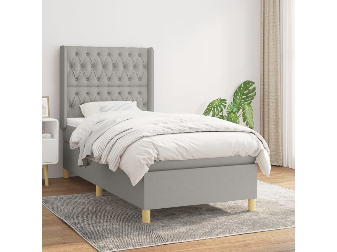 Vidaxl Cama com Molas/colchão 90x190 Cm Tecido Cinzento claro