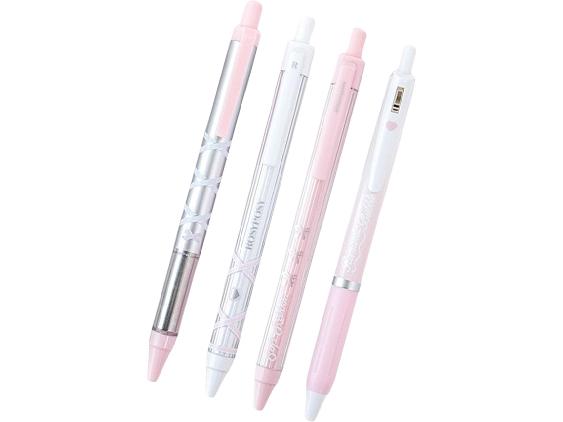 Conjunto De 4 Canetas Em Gel Com Fita, Secagem Rápida, Retráteis, 0,5