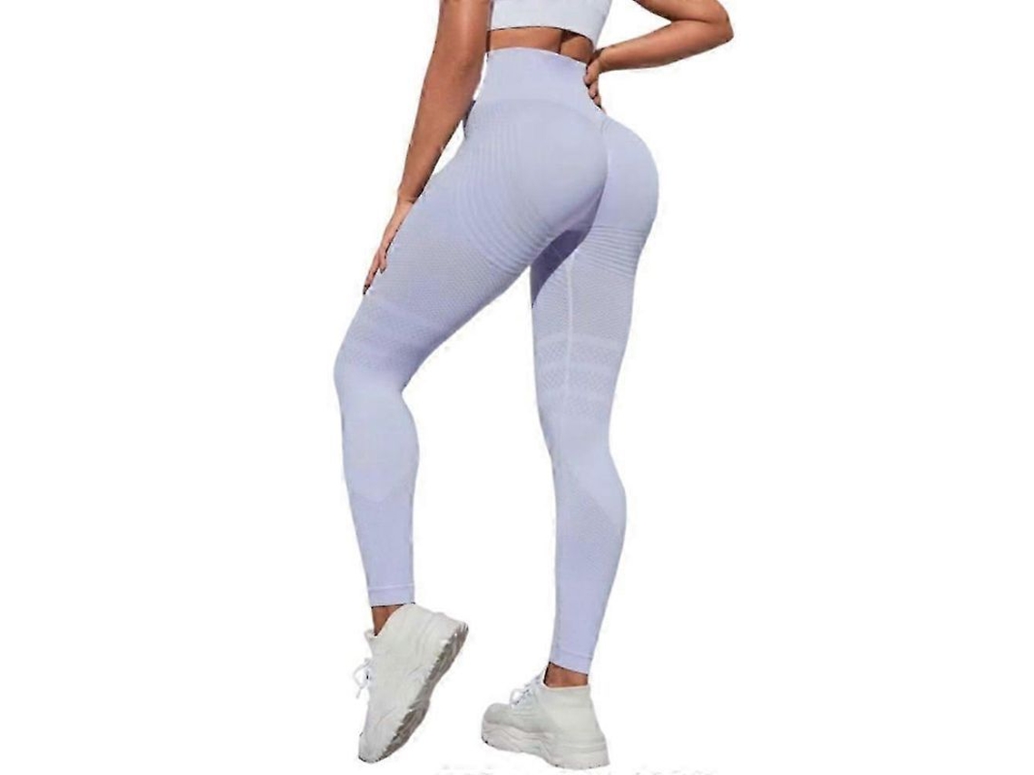 Leggings Anticelulite 3d De Cintura Alta Levanta Glúteos Controle Abdominal Para Ginástica E Exercício Púrpura Claro L