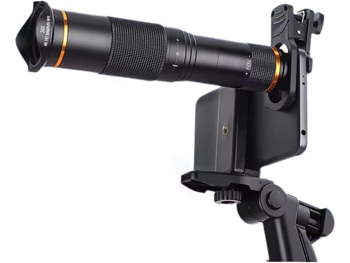 Teleobjetiva Para Celular De Concerto De Alta Definição 38x, Binóculo Sem Ângulo Escuro, Câmera Externa (preto)