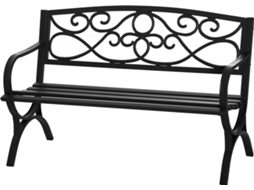 Banco de Jardim Aço e Ferro Fundido Cor Preto 128x58.5x85 cm Outsunny