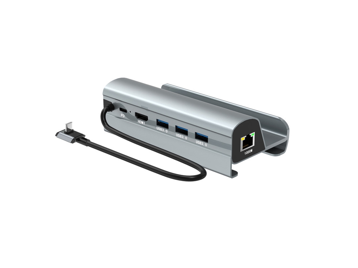 Estação De Ancoragem Bestvite Para Steam Deck Hdmi Pd 100w Usb 3.0 Rj45 1000m Flash Disk Mouse Teclado Jogo Handle Charger Cinza