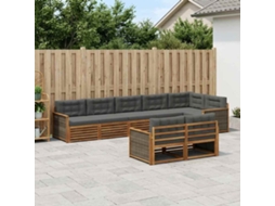 Vidaxl Conjunto De Sofás Para Exterior 8 Pcs Natural E Antracite