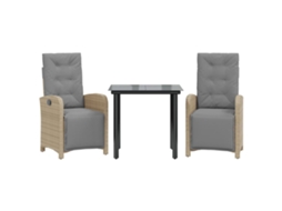 Bistro Set, Bistro Sets Vidaxl Bege Rattan / Vime (80 Cm Table Length)