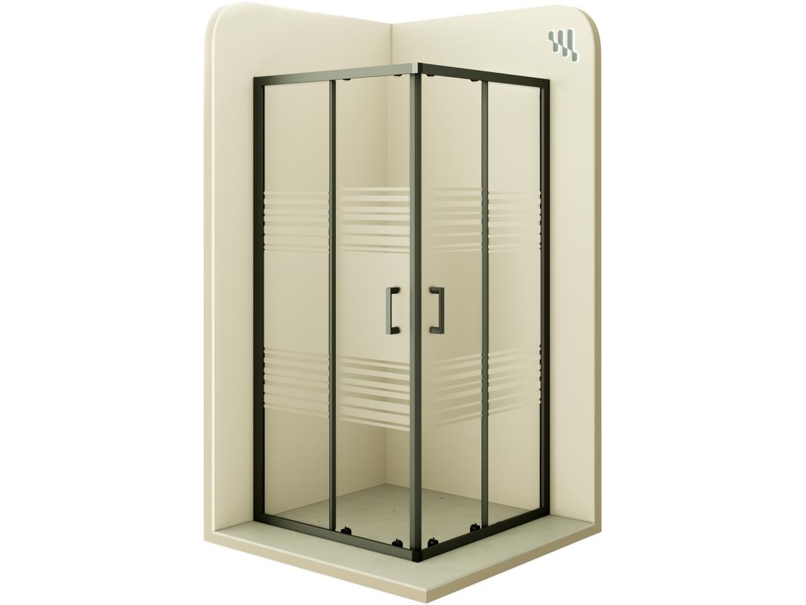 Cabine de Duche MOMENTS OF GLASS Diana 90x95x190cm | Reversível |Portas de correr, Ajuste 87,5-89,5x92,5-94,5cm | Perfis pretos, Vidro meio fosco 6mm