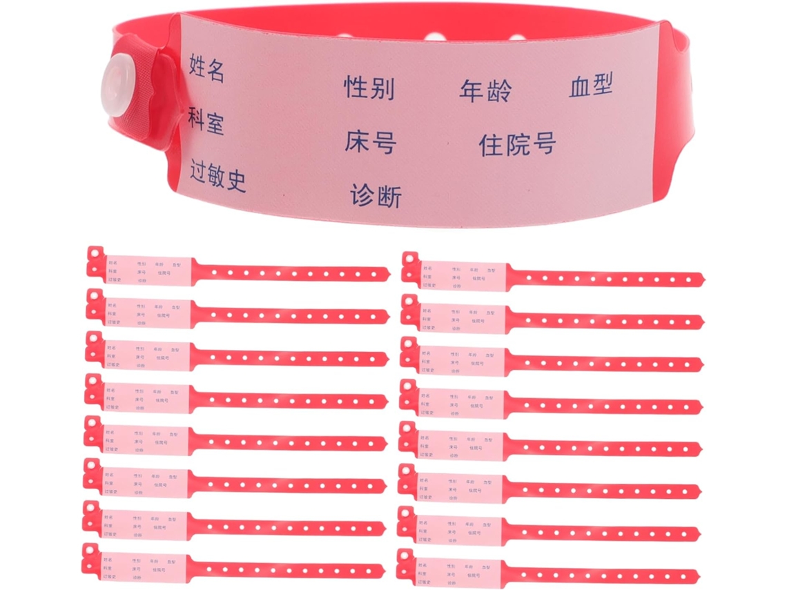 Frcolor 100 Pulseiras Refletoras Descartáveis para Pacientes em Ambientes Hospitalares