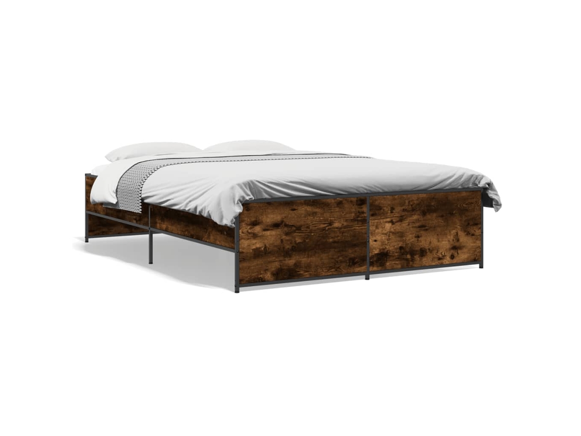 Bed Frame, Bed Frames Vidaxl Marrom Madeira Processada (135 X 190 Cm)