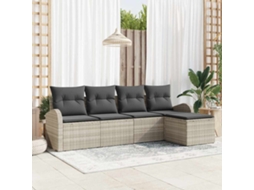 Vidaxl Conjunto De Sofá De Jardim 5 Unid. Cinzento-claro Vime Pe