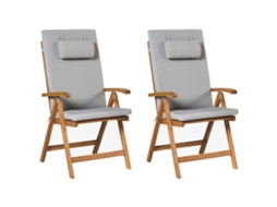 Sillas De Exterior Con Cojines A Juego Beliani Java Premium De Madera De Acacia Marrón 54x69x105