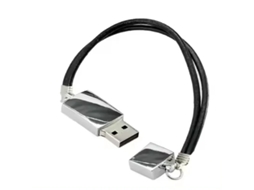 Pen Drive Portátil Em Metal Com Bracelete Em Pele - 32gb - Compatível Com Gravação A Laser