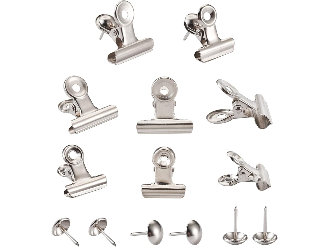 Pandahall 40-clips De Arquivo Articulados Em Metal Platinado Com Formato Bulldog E 40-tachinhas Organizadores Papel
