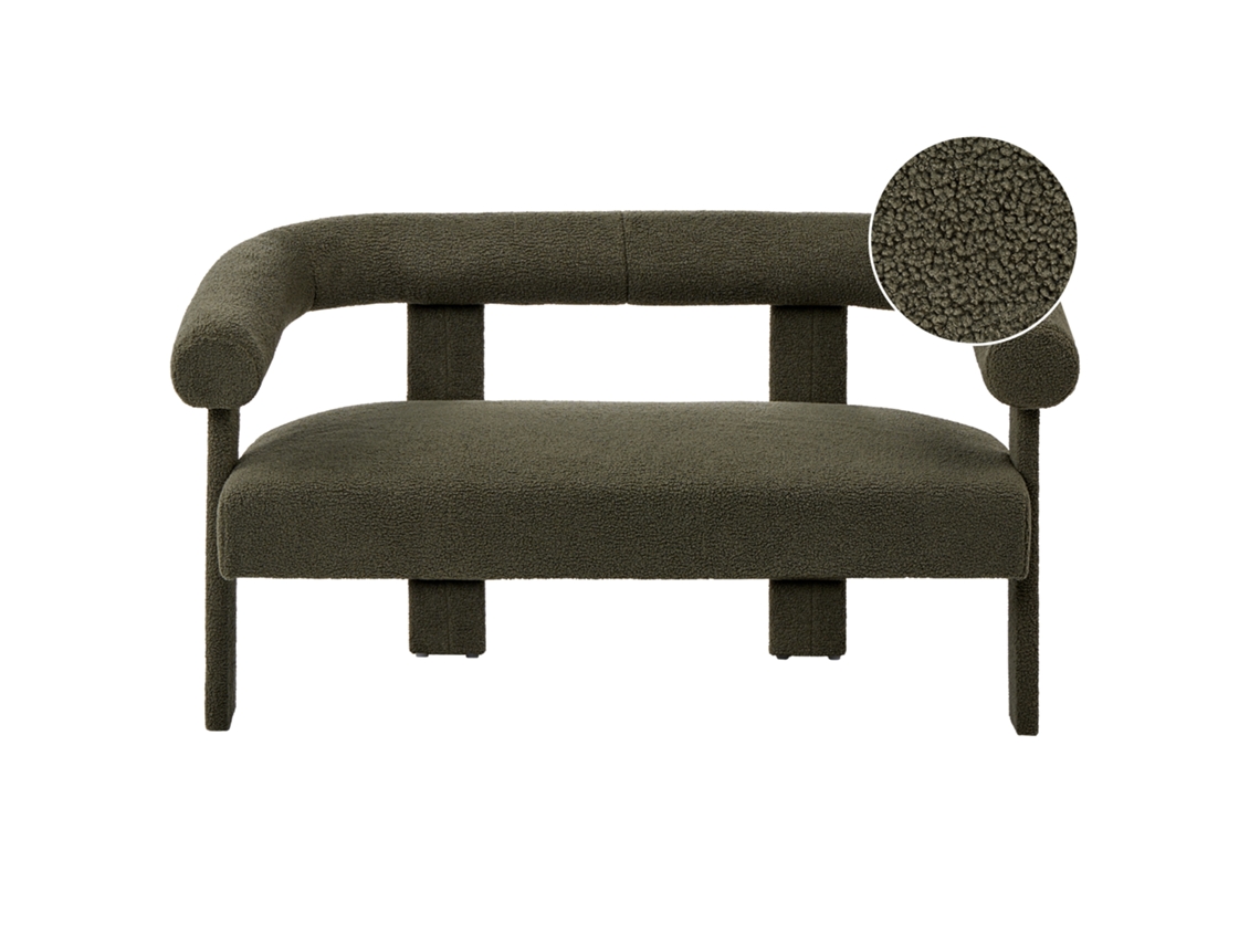 Sofá De 2 Plazas Beliani Ilbro De Bouclé Verde 138x68x76