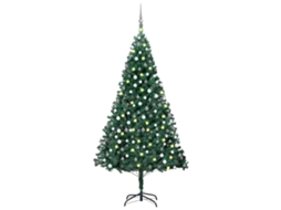 Vidaxl Árvore Natal Artificial Pré-iluminada C/ Bolas 210 Cm Pvc Verde