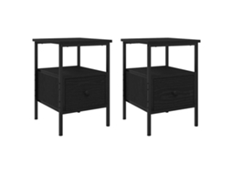 Conjunto de Armário de Cabeceira 2 Pcs Carvalho Preto 34x36x50 cm MAISON EXCLUSIVE