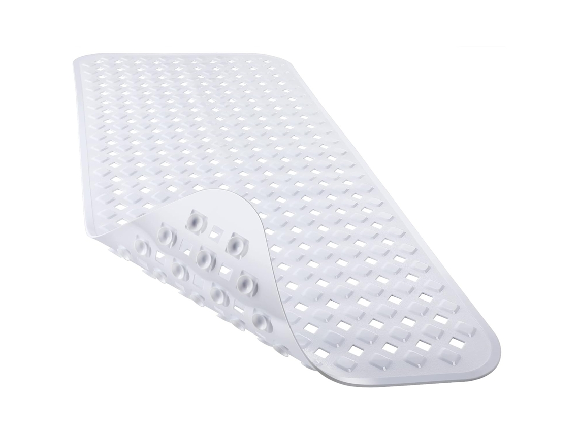 Tapete de Banho Antiderrapante para Chuveiro 70x40cm Pvc Resistente a Mofo, Lavável na Máquina e Suave para a Pele HENTEN HOME Branco