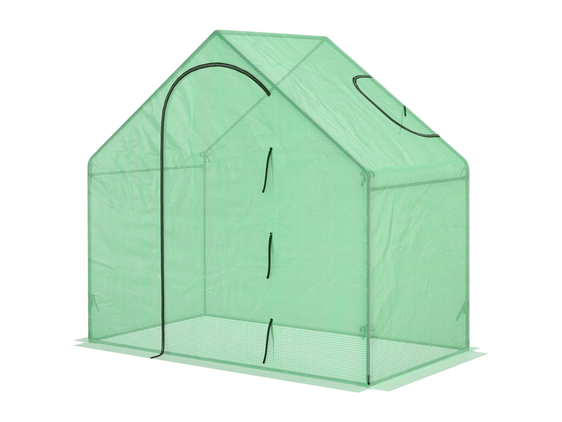 Fogão de jardim verde transparente 180x100x168 cm com suporte dobrável e estrutura de aço