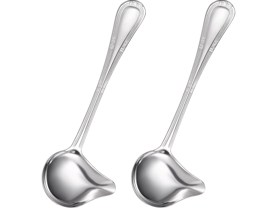 Conjunto 2 Conchas Molho – Colher Molho – Concha Sopa – Para Molhos E Caldos – Aço Inoxidável – Prata