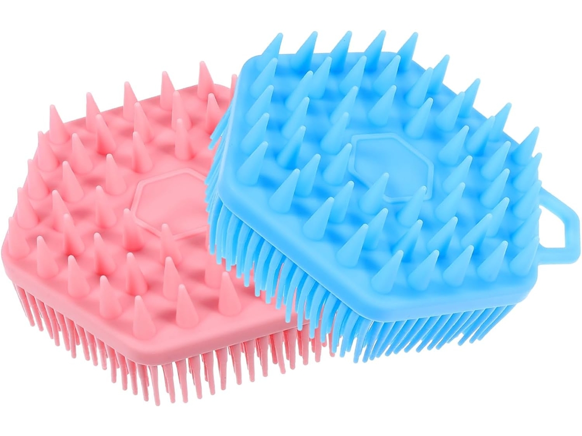 Escova De Banho Silicone 2 Peças, Escova Esfoliante E Massageadora Para Corpo Cabelo, Acessório Macio Para Melhorar A