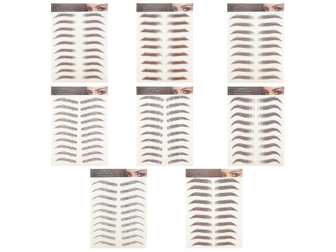 8 Folhas de Adesivo de Sobrancelha À Prova D'água Natural para Mulher Maquiagem Facil