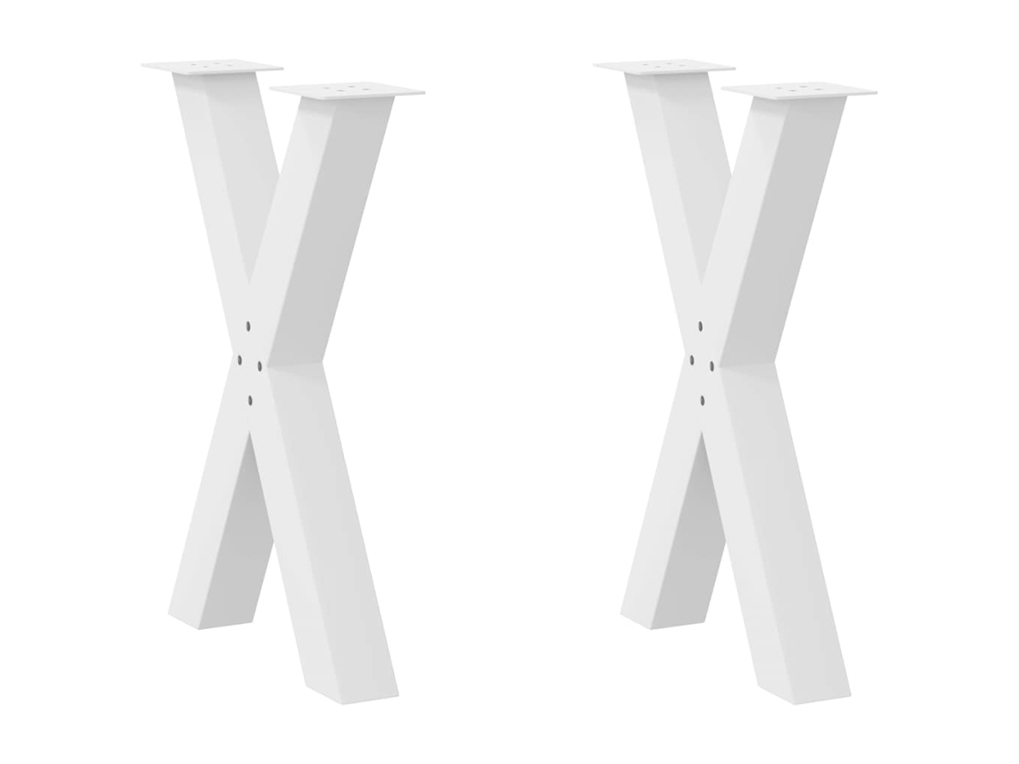 Vidaxl Pés Para Mesa De Jantar Em Formato De X, 2 Peças, Branco, 60x(72-73) Cm, Aço