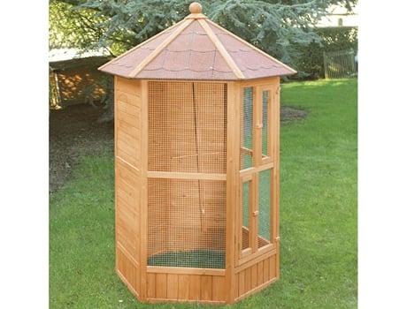 Voladera para pájaros de jardín Exterior (Canarios, periquitos.) - Voladero Hexagonal en Madera