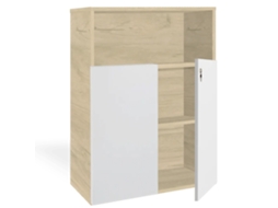 Armário de arquivo com portas baixas. 3 prateleiras. 120 x 90 x 40 cm. Carvalho-Branco. OFILIKE