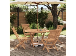 Vidaxl Conjunto De Jardim 5 Unid. Castanho Madeira De Teca Sólida