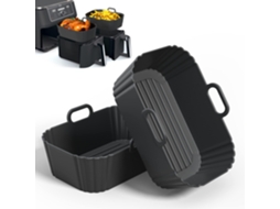 Conjunto De 2 Bandejas Para Fritadeira A Ar, Inserções De Silicone Reutilizáveis​​ Para Fritadeira A Ar, Cestos Para Fritadeira A Ar, Pretos