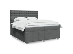 Vidaxl Cama Com Molas/colchão 200x200 Cm Tecido Cinzento-escuro