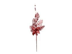 Laxiscreed Ramo Decorativo Ouro Com Lírio Vermelho, 42cm Para Decoração De Natal Festiva