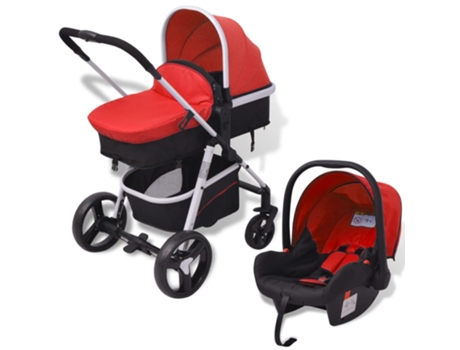 Carrinho de Bebé Duo  3 Em 1 Vermelho e Preto