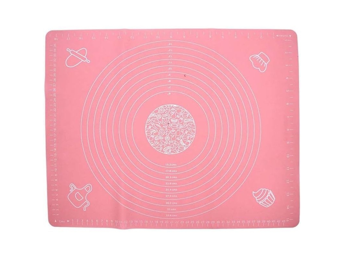 Alfombra De Hornear De Silicona Antideslizante Con Guía De Medición Rosa