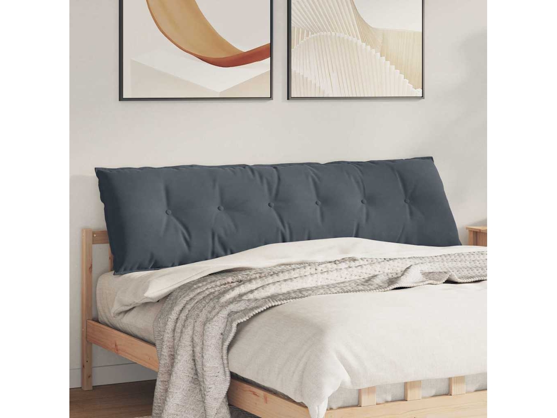 Vidaxl Travesseiro Para Costas Cinzento-escuro 180 X 50 Cm