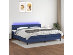 Vidaxl Cama Box Spring C/ Colchão E Led 200x200 Cm Tecido Azul