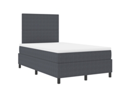 Cama Box Spring Com Colchão Cinza Escuro Tecido De Veludo Cotelê Vidaxl Grey Fabric (120x200 Cm)