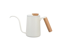 Cafeteira Com Alça De Aço Inoxidável, Bico Longo De Pescoço De Ganso, Chaleira Para Gotejamento, Bule De Café E Chá, Branco Fosco, 600ml Brilvibera