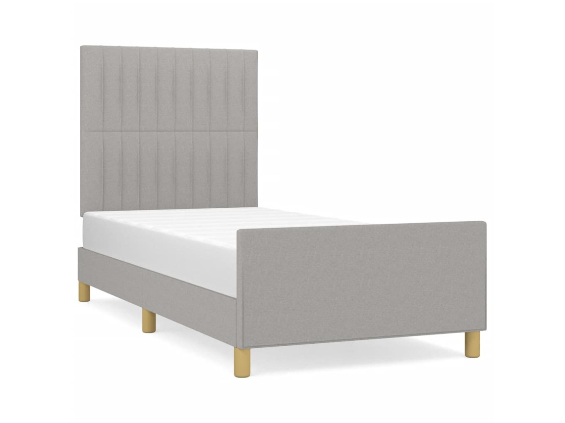 Estrutura de Cama Sem Colchão 90x190cm Tecido Cinzento Claro MAISON EXCLUSIVE