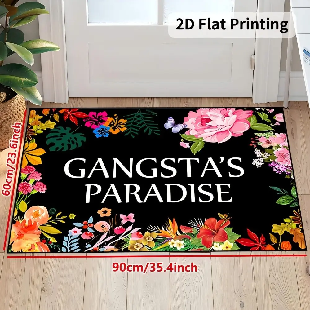 Tapete De Boas-vindas Floral Tropical Estilo Gangster Paradise (40 X 60 Cm), Decoração Para Casa.