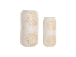 Conjunto de 2 Vasos de Metal Branco com Mandala, 31x31x60cm ALEXANDRA HOUSE LIVING