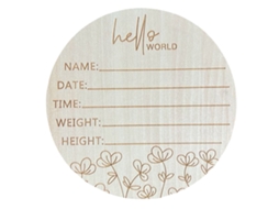 Mali letreiro de Anúncio de Bebê Redondo em Bois Hello World 5.9in para Berçário e Fotos