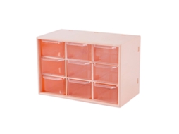 Organizador de mesa com 9 gavetas plástico protetor de poeira para material escolar cosméticos jóias rosa com marca
