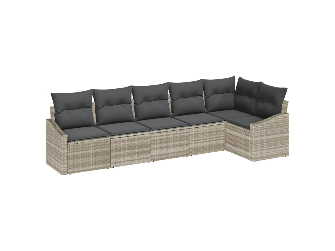 Conjunto 6 Conjunto De Sofás Para Exterior Vidaxl Cinzento-claro Vime Pe (288,5 X 123,5 X 85 Cm)