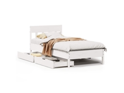 Cama Sem Colchão Madeira de Pinho Maciça Branco 100x200 cm MAISON EXCLUSIVE