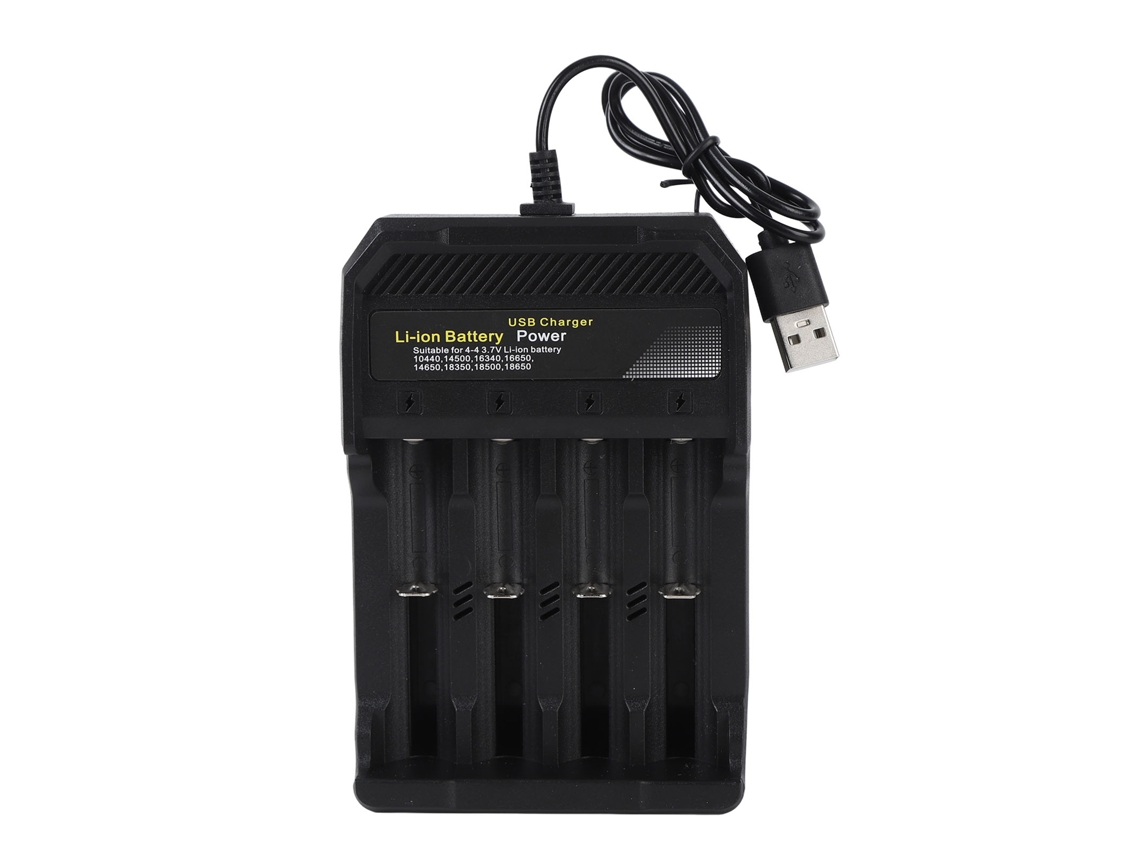 2026 carregador de Baterias Li ion Inteligente Universal de 4 Bahias para Baterias 18650 10440 14500 16340 16650 14650 18350 18500
