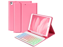 Capa Teclado Bluetooth Czhhmart Para Ipad 7th/8th/9th (10.2) Polegadas,teclado Retroiluminado Magnético (vermelho Rosado)