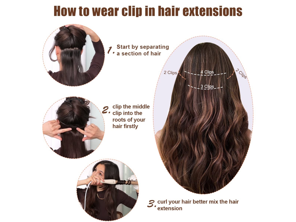 Peças De Extensão De Cabelo Cacheado Clip-in Para Mulheres Peruca