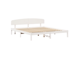 Conjunto 1 Estrutura De Cama Moderna Vidaxl Branco Madeira De Pinho Maciça (200 X 200 Cm)