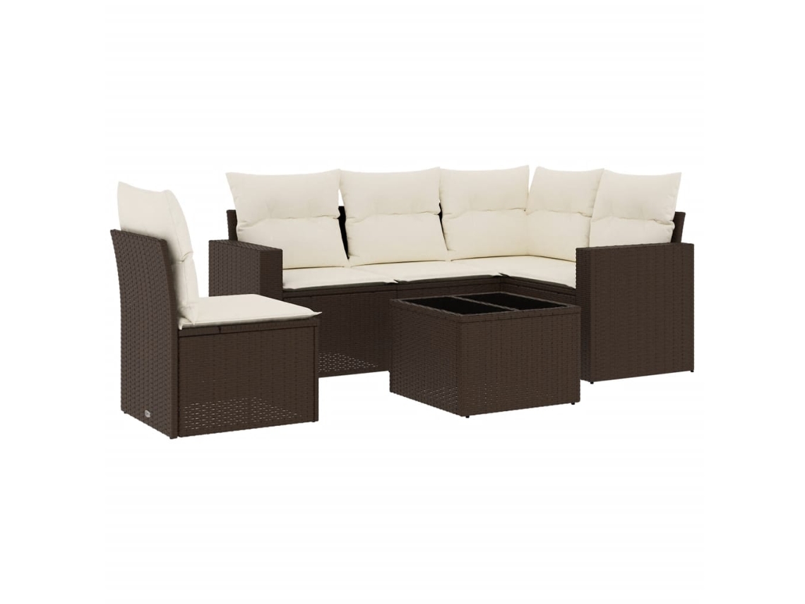 Maison Exclusive - 6 Pcs Conjunto De Sofás Jardim C/ Almofadões Vime Pe Castanho